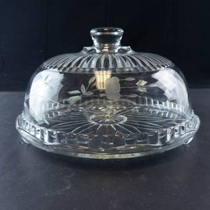 Princess House Clear Glass Covered Cake Plate with Dome