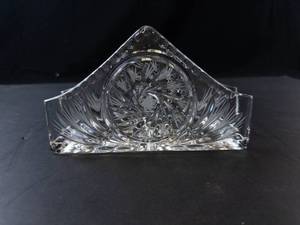 Vintage Crystal Napkin Holder with Pinwheel Cut Design