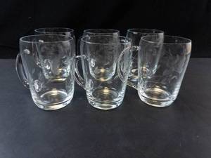 Princess House Heritage Crystal Etched Glass Mugs (Set of 6)