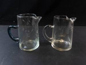 Princess House Glass Creamers Etched Leaf Pattern (Lot of 2)