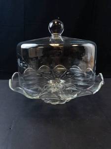 Princess House Heritage Crystal Pedestal Cake Stand with Etched Dome Cover