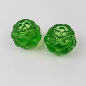 Green Glass Candlestick Holders (Lot of 2)