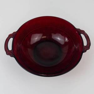 Anchor Hocking Coronation Royal Ruby Red Glass Serving Bowl with Handles