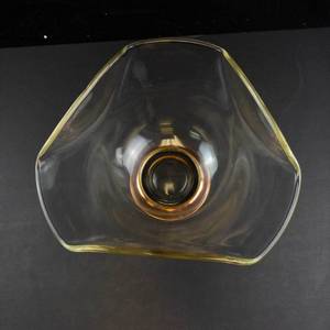 Princess House Mid-Century Modern Crystal Salad Bowl with Copper Pedestal Base