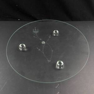 Princess House Heritage Etched Crystal Footed Serving Plate - Four Feet