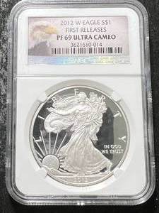 2012W PROOF AMERICAN SILVER EAGLE NGC PF69 ULTRA CAMEO