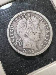 1900 US BARBER DIME