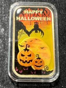 1 TROY OZ .999 FINE SILVER HAPPY HALLOWEEN BAR IN COLOR
