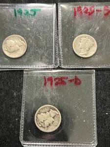 3 US MERCURY DIMES 1925P-D-S