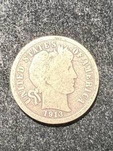 1913 US BARBER DIME