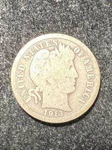 1913 US BARBER DIME