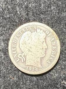 1914 US BARBER DIME