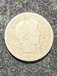 1914 US BARBER DIME