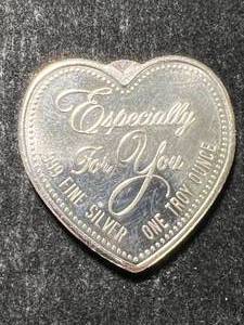 1 TROY OZ .999 FINE SILVER �ESPECIALLY FOR YOU� HEART SHAPED BAR