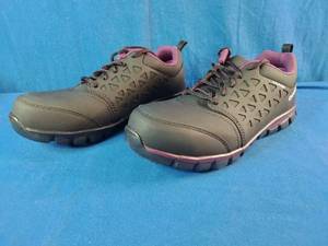 Brand New  Reebok Work Sublite Cushion Composite Toe Womens Athletic Shoes in black and plum. Size 8.5