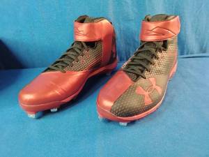 Brand New Under Armour Harper One Mid ST baseball cleats in red and black Size 13