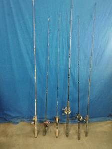 Lot of 6 Fishing Rods and Reels