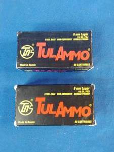 Brand New  9mm Luger ammunition manufactured by Tula Ammo.
