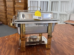 4 Quart Chafing Dish With Gold Accents