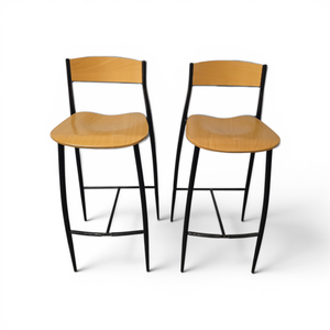 2 Metal & Wood Stools
