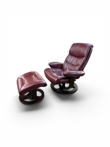Leather Recliner and Ottoman