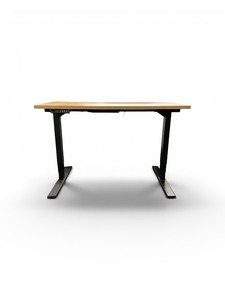 Power Desk featuring a rectangular wooden top and a black metal legs