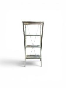 4-Shelf Glass and Metal Bookcase in silver.