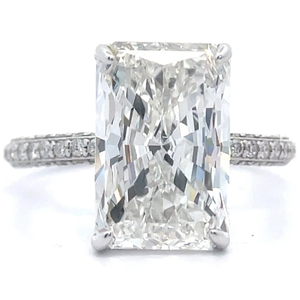 Stunning 7 Carat Diamond Radiant Cut Pave Ring in 14k White Gold; $12,500 Retail *VIDEO*