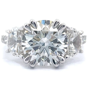5.75 Carat Diamond Three-Stone Pavé Cathedral Trellis Ring in 14k White Gold; $7,400 Retail *VIDEO*