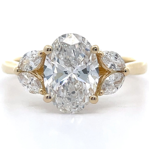2.25 Carat Diamond Oval & Marquise Floral Ring in 14k Yellow Gold VIDEO