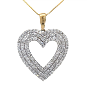 2 Carat Diamond Triple Row Halo Heart Pendant VIDEO