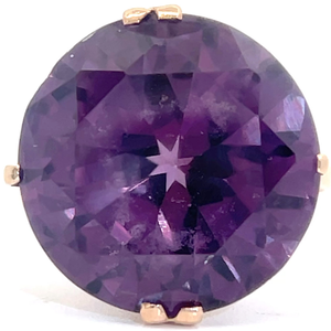 Large 9.50 Color-Change Alexandrite Vintage Estate Ring in 14k Yellow Gold VIDEO