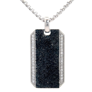 Luxe 0.25 Carat Pav Diamond Black Enamel Dog Tag Pendant Necklace VIDEO