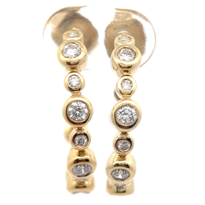 Contemporary 0.50 Carat Diamond Bezel Bubble C-Hoop Earrings VIDEO