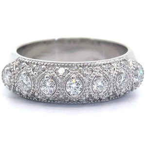 Antique Influence 0.75 Carat Diamond Milgrain Domed Band VIDEO