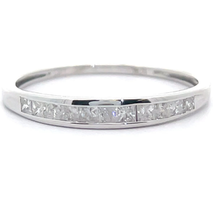 0.25 Carat Natural Diamond Princess Channel Semi-Eternity Ring in White Gold VIDEO