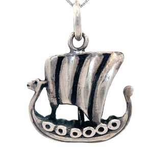 Sterling Silver Viking Ship Pendant Charm VIDEO