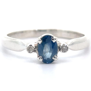 Natural Sapphire & Diamond Three-Stone Pinched Top Ring VIDEO