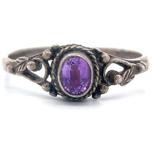 Natural Amethyst Filigree Vine & Grape Vintage Twisted Rope Ring VIDEO