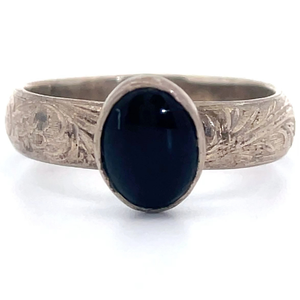 Vintage Natural Onyx Ring with Engraved Detail VIDEO