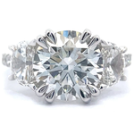 5.75 Carat Diamond Three-Stone Pavé Cathedral Trellis Ring in 14k White Gold; $7,400 Retail *VIDEO*