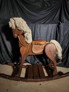 Wooden Rocking Horse with Leather Saddle