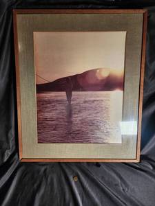 Framed Vintage Fishing Scene Photograph Print