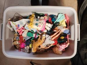 Barbie Doll Clothes & Accessories Mixed Lot in Storage Tote