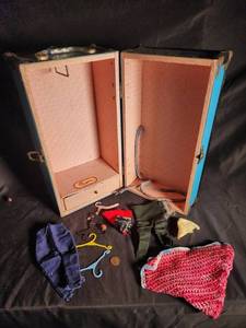 Vintage Cass Toys Doll Wardrobe Trunk with Hangers & Clothes