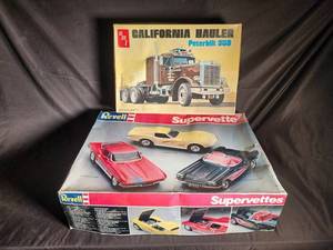 AMT California Hauler Peterbilt 359 & Revell Supervettes Model Kits (Lot of 2)