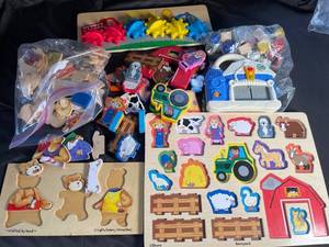 Mixed Wooden Puzzle Lot of 6 Animal & Barnyard Boards
