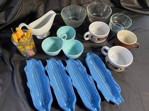 Mixed Ceramic & Glass Serving Ware Lot of 13
