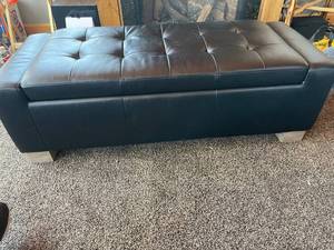 Black Tufted Storage Bench Ottoman with Lift Top