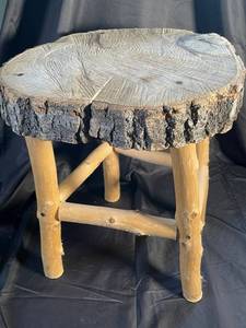Rustic Live Edge Wood Stool